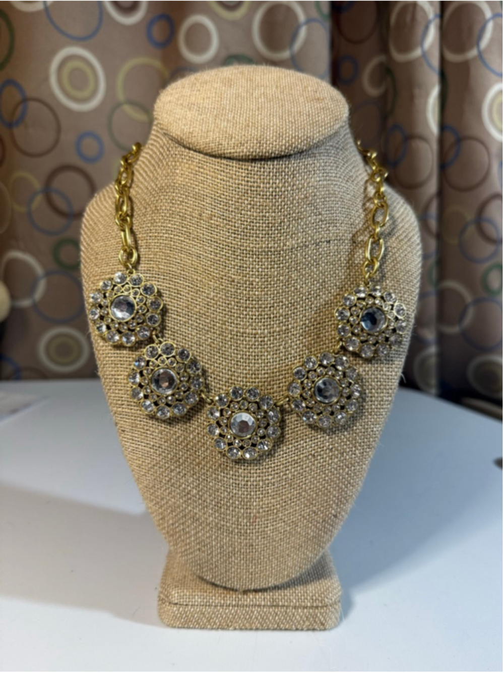Vintage J.Crew Crystal Medallion Statement Necklace